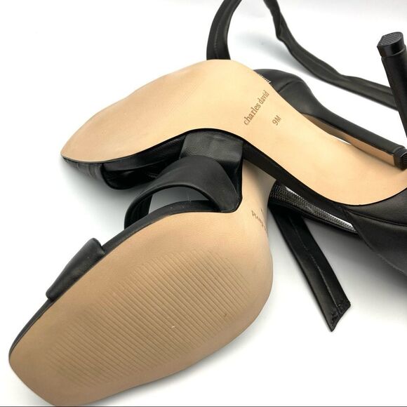 CHARLES DAVID Espionage Ankle Strap Sandal Leather Heels Pumps Size 9M - Picture 5 of 10
